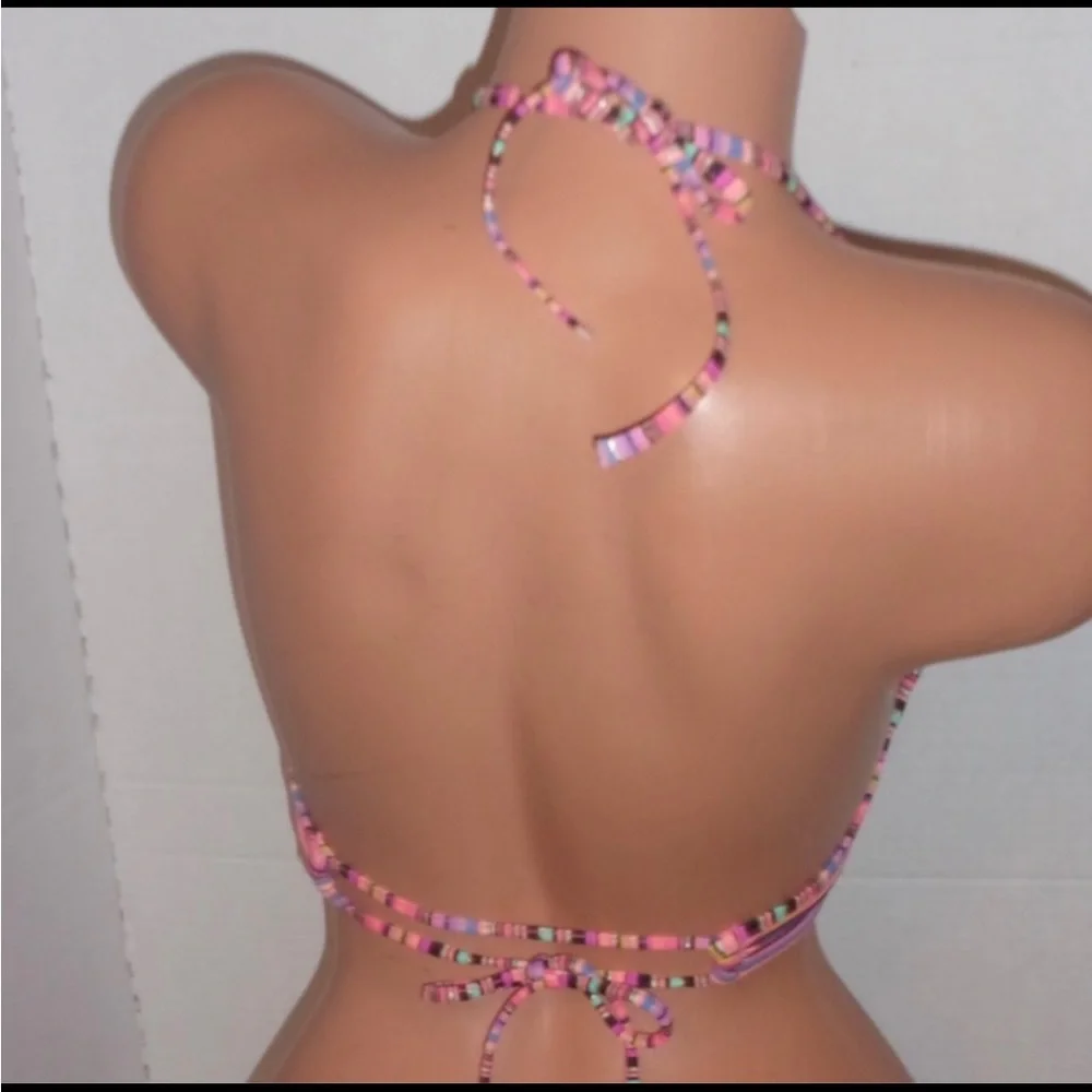 32B Victoria’s Secret The Fabulous Molded push up bra Bikini swim halter Top - Picture 3 of 4